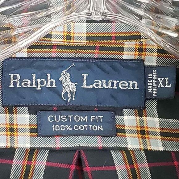 Polo Ralph Lauren Oxford Shirt Mens Size XL Black Multicolor Plaid Button Down - Picture 7 of 9